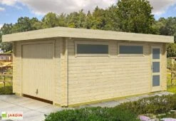 Garage En Bois D’Épicéa Brut Porte Basculante Canberra 18 M²