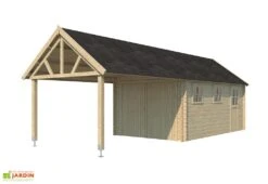 Garage En Bois D’Épicéa Toit En Shingle Gloucester XL 28 M²