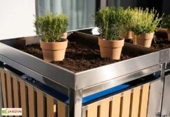 Cache Poubelle Extérieur Double Inox Imitation Bois – 2x 240 Litres -Promos Jardin Garage Magasin jardiniere cache poubelle westmann wmhhwtc 51