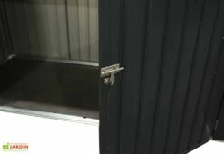 Cache-Poubelle Double En Acier 100 X 172 X 131 Cm -Promos Jardin Garage Magasin loquet porte abri poubelle double acier anthracite