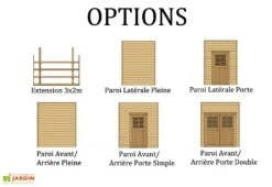 Solid Carport Bois Modulable 3x5 M -Promos Jardin Garage Magasin options carport bois 3x5m s7721