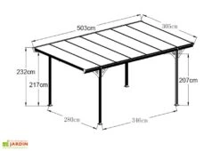 Carport Simple En Aluminium Et Polycarbonate Anthracite - 15,34 M² -Promos Jardin Garage Magasin plan carport simple westmann