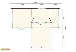 Bungalow De Jardin En Bois D’épicéa Brut Karl – 51,48 M² -Promos Jardin Garage Magasin plan dimensions bungalow jardin bois karl