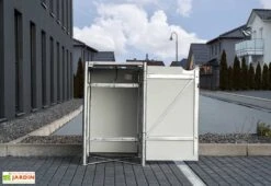 Cache-poubelle Simple En Acier Et Composite Aluminium 60 X 63 X 115 Cm -Promos Jardin Garage Magasin poubelle exterieure ouverte acier composite aluminium noir