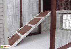 Poulailler En Bois Bicolore Standard 2-3 Poules (120 X 65 X 90 Cm) -Promos Jardin Garage Magasin poulailler bois rouge blanc trois poules 2