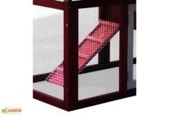 Poulailler En Bois Bicolore Standard 2-3 Poules (150 X 60 X 90 Cm) -Promos Jardin Garage Magasin poulailler bois rouge blanc trois poules 3 1