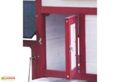 Poulailler En Bois Bicolore Standard 2-3 Poules (150 X 60 X 90 Cm) -Promos Jardin Garage Magasin poulailler bois rouge blanc trois poules 7 1