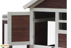 Poulailler En Bois Bicolore Standard 2-3 Poules (120 X 65 X 90 Cm) -Promos Jardin Garage Magasin poulailler bois rouge blanc trois poules 8