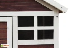 Poulailler En Bois Bicolore Standard 2-3 Poules (120 X 65 X 90 Cm) -Promos Jardin Garage Magasin poulailler bois rouge blanc trois poules 9