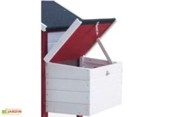 Poulailler En Bois Bicolore Standard 2-3 Poules (150 X 60 X 90 Cm) -Promos Jardin Garage Magasin poulailler bois rouge blanc trois poules 9 1