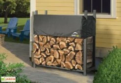 Range-Bûches En Acier Epoxy + Bâche De Protection 0,5 M³ 5 Range-Bûches En Acier Epoxy + Bâche De Protection 0,5 M³ -Promos Jardin Garage Magasin range buche acier epoxy bache protection 120cm 1