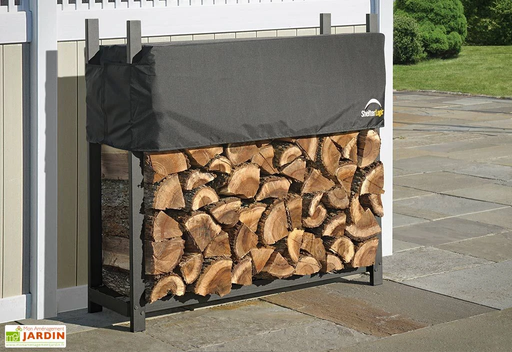 Range-Bûches En Acier Epoxy + Bâche De Protection 0,5 M³ 2 Range-Bûches En Acier Epoxy + Bâche De Protection 0,5 M³ – Image 2