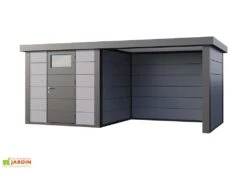 Abri De Jardin En Métal Avec Auvent Lounge – 12,5 M² 11 Abri De Jardin En Métal Avec Auvent Lounge – 12,5 M² -Promos Jardin Garage Magasin remise jardin auvent droite lounge gris