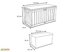 Lifetime Coffre De Rangement Extérieur En Résine 439 L -Promos Jardin Garage Magasin schema coffre jardin resine lifetime