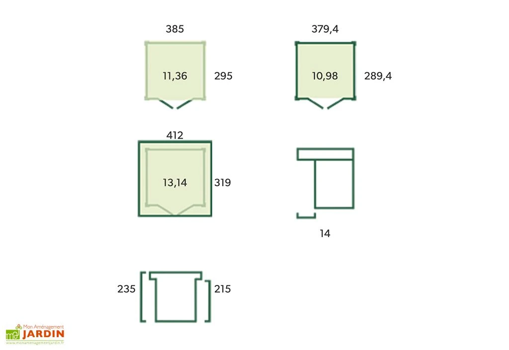 Abri De Jardin En Bois D’épicéa Brut Et Profilés En Aluminium - 11,3 M² 3 Abri De Jardin En Bois D’épicéa Brut Et Profilés En Aluminium - 11,3 M² – Image 3