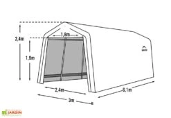 Garage En Toile Polyéthylène Et Acier 18,3 M² Anthracite -Promos Jardin Garage Magasin schema garage toile polyethylene acier 18m2 anthracite