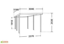 Carport En Bois Braité 1 Voiture 13,3 M² - Louison 5 Carport En Bois Braité 1 Voiture 13,3 M² - Louison -Promos Jardin Garage Magasin schema plan carport