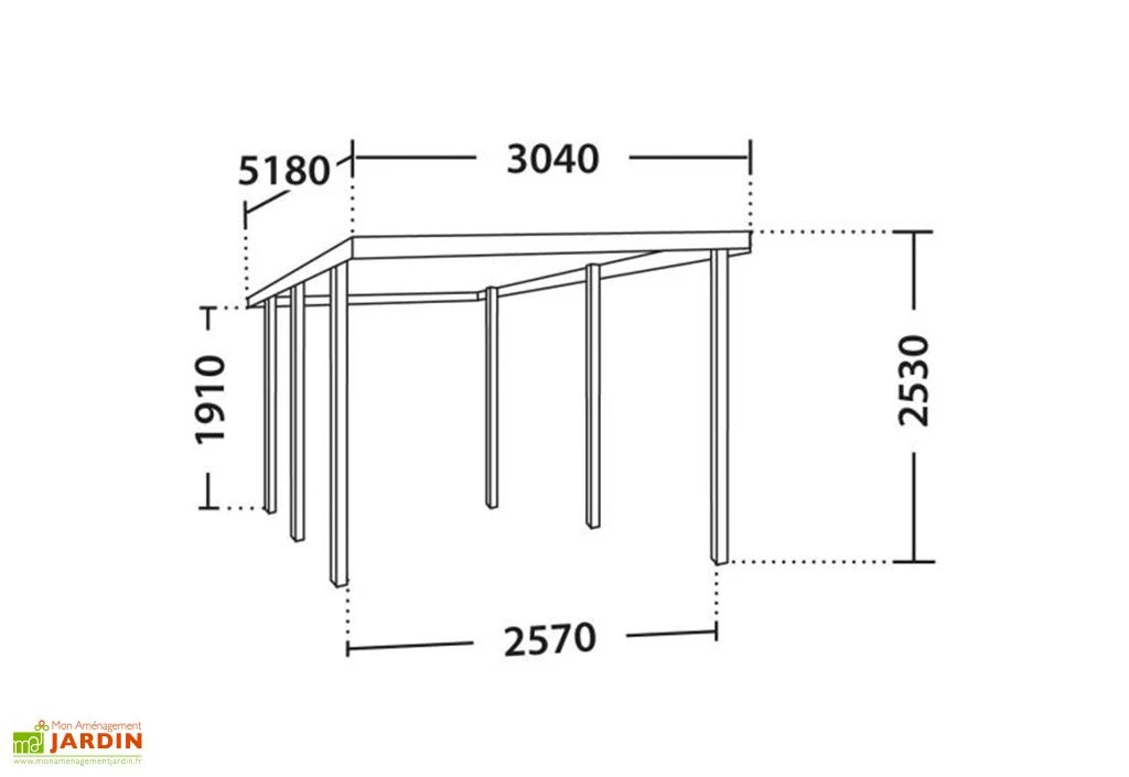 Carport En Bois Braité 1 Voiture 13,3 M² - Louison 3 Carport En Bois Braité 1 Voiture 13,3 M² - Louison – Image 3