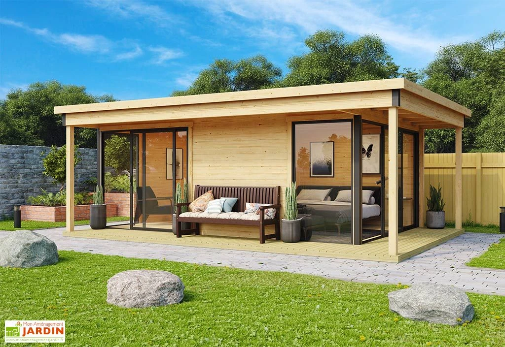 Studio De Jardin En Bois 23,7 M² Ep. 44 Mm – Doméo 3 V2 Plus + Terrasse 1 Studio De Jardin En Bois 23,7 M² Ep. 44 Mm – Doméo 3 V2 Plus + Terrasse