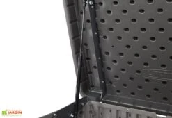 Lifetime Coffre De Rangement Extérieur En Résine Effet Bois - 2407 L -Promos Jardin Garage Magasin verin couvercle coffre jardin lifetime