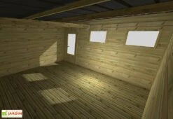 Abri De Jardin En Bois De Pin Traité Avec Auvent Et Plancher – 32,3 M² -Promos Jardin Garage Magasin vue interieur abri jardin bois avec plancher